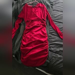 Elegant Red Long Sleeve Dress